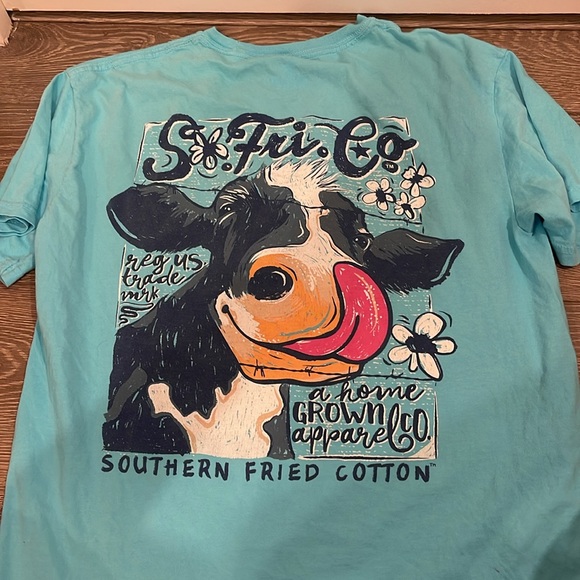 Southern Fried cotton front pocket blue cow shirt - Picture 2 of 2